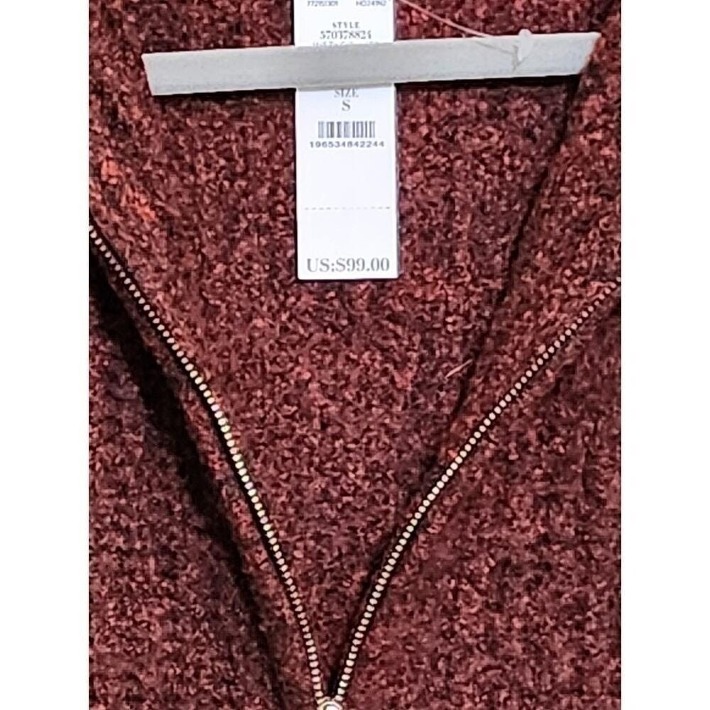 NWT WHBM Burgundy Marled Quarter Zip Sweater Small - Picture 4 of 6